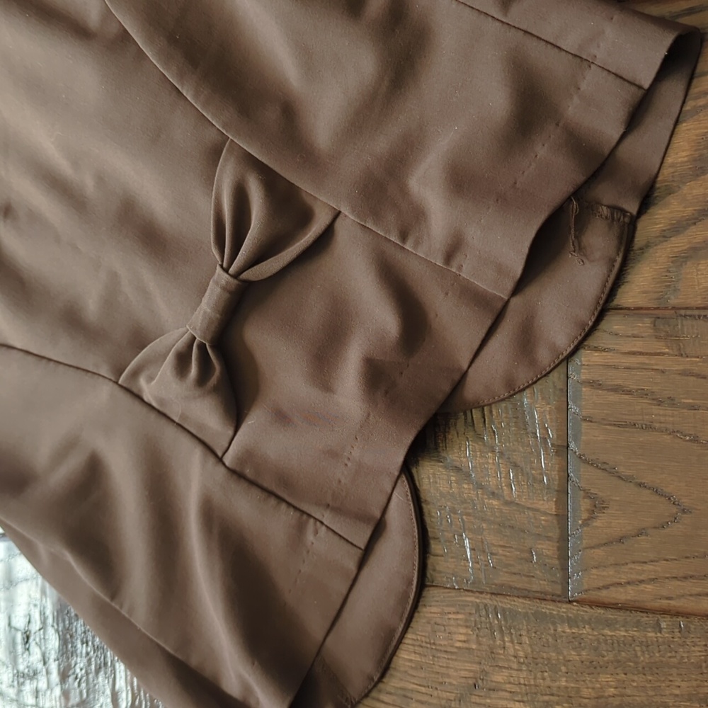 MISS BISOU I Cropped Brown Puffed Short Sleeve Blazer Jacket with Bow, M - Picture 9 of 13